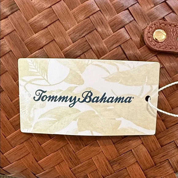 NWT Tommy Bahama Woven Basket Tote Bag Bamboo Handle Starfish Charm - Picture 15 of 16